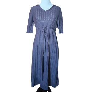 Peruvian Connection Grey Pleated Pima Cotton Dress Size Medium